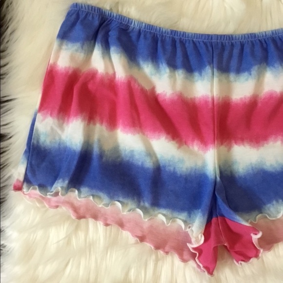 Women's SO Pink Blue Tie-Dye Pajama Shorts L - Picture 5 of 12